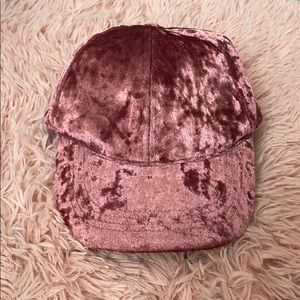 Pink velvet baseball cap
